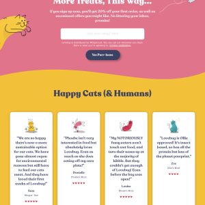 Лендинг корма для кошек. Пример