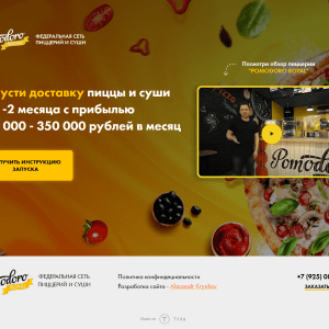 Лендинг франшизы пиццерии. Пример