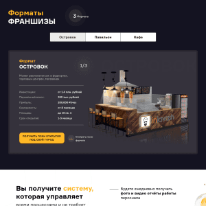 Лендинг франшизы кафе. Пример