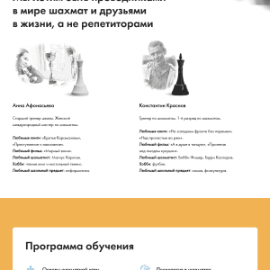 Лендинг школы шахмат. Пример