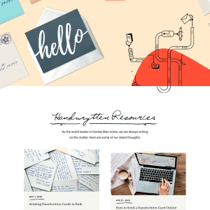 Лендинг фирменных открыток. Пример