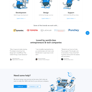 Лендинг команды разработчиков. Пример